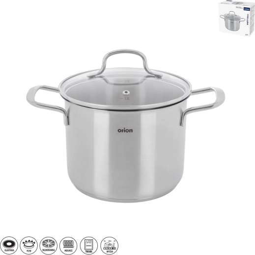 Stainless Steel Pot Anett Glass 2.4 L with Glass Lid