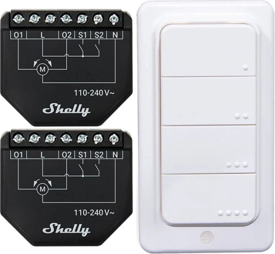 Shelly Shutter smart blind controller set (2 pcs) + BLU RC Button 4 remote