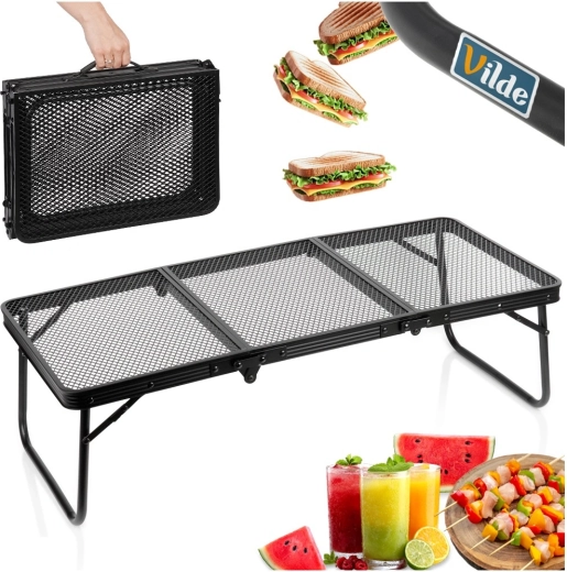 Folded into a suitcase with a handle