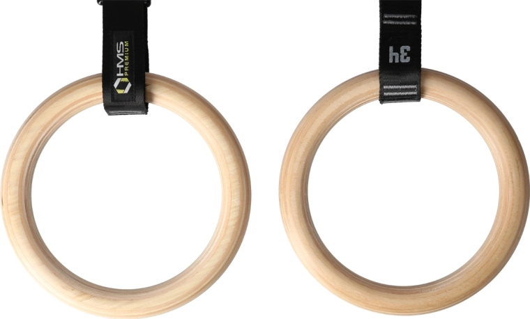 Wooden Gymnastic Rings HMS Premium TX08 with Numbered Straps