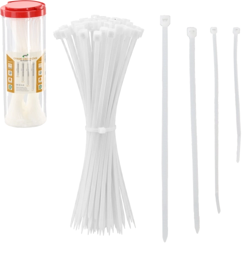 Tube of nylon cable ties, 450 pcs – assorted sizes, UV resistant