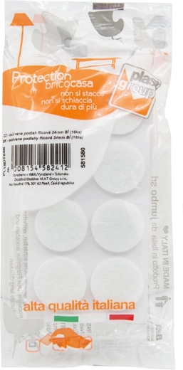 Felt self-adhesive furniture pads 24 mm, white (16 pcs)