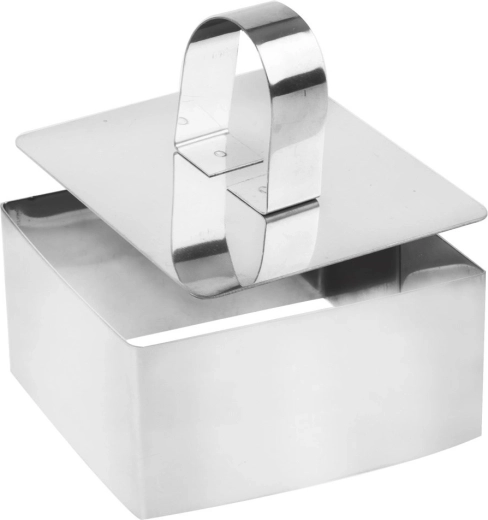 Nerūdijančio plieno kvadratinė serviravimo forma su stūmikliu 8 × 8 cm