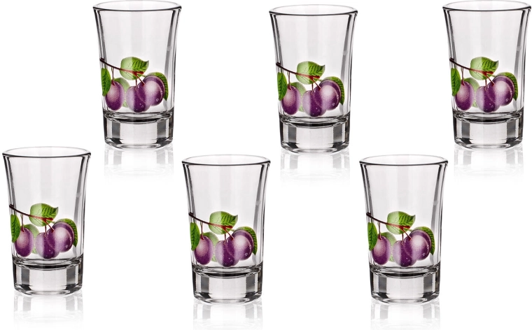 Stikliukas su slyvos motyvu 40 ml, rinkinys 6 vnt.