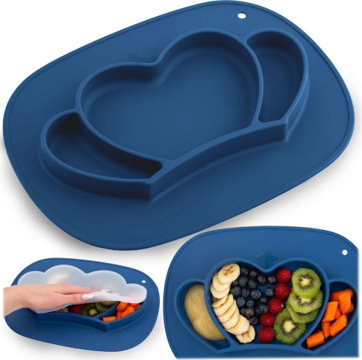 RICOKIDS Silicone Baby Suction Plate Crown with Lid