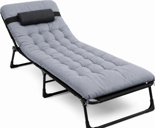 Sulankstoma turistinė lova Premium 200 × 68 cm, juodai pilka