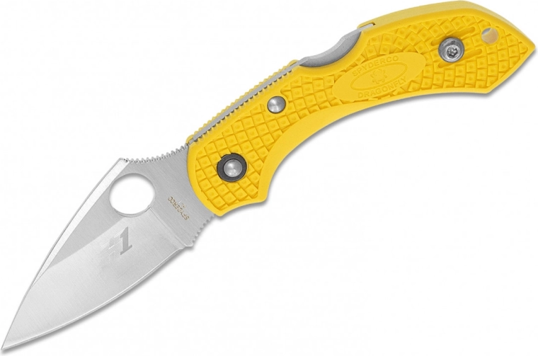 Kišeninis peilis Spyderco Dragonfly 2 Salt Lightweight, lygus ašmenys, 5,7 cm, geltonas FRN