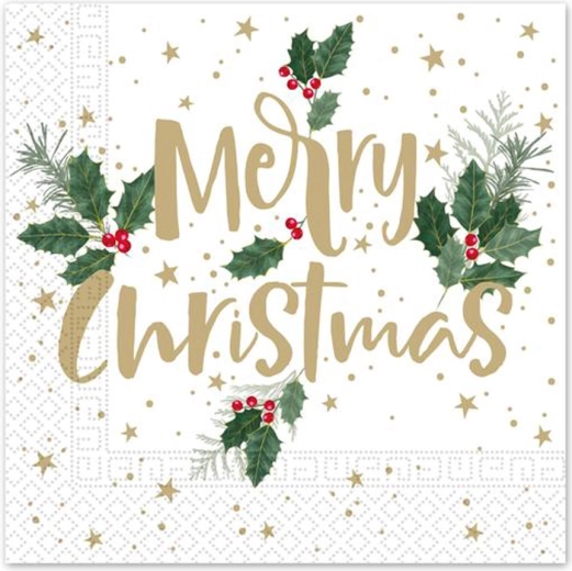 Kalėdinės popierinės servetėlės 33 × 33 cm, 3 sluoksnių, Merry Christmas, 20 vnt.