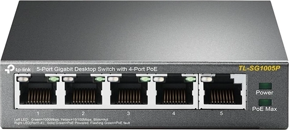 TP-Link 5-port Gigabit Desktop Switch with 4× PoE (TL-SG1005P)