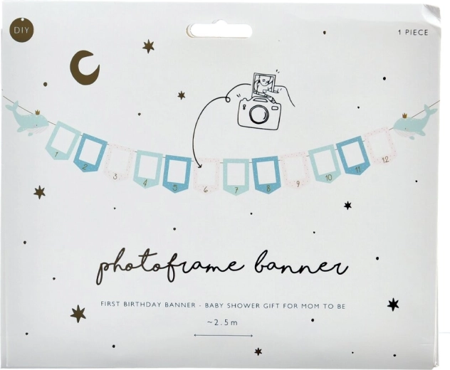 Paper photo garland fish BOY blue 3 m