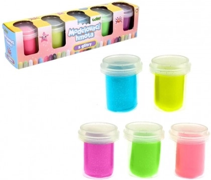 Blizgučių plastilinas 5×56 g indeliuose
