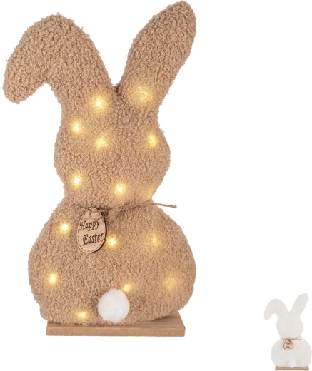 Velykinis LED kiškutis ant medinio pagrindo 31 cm