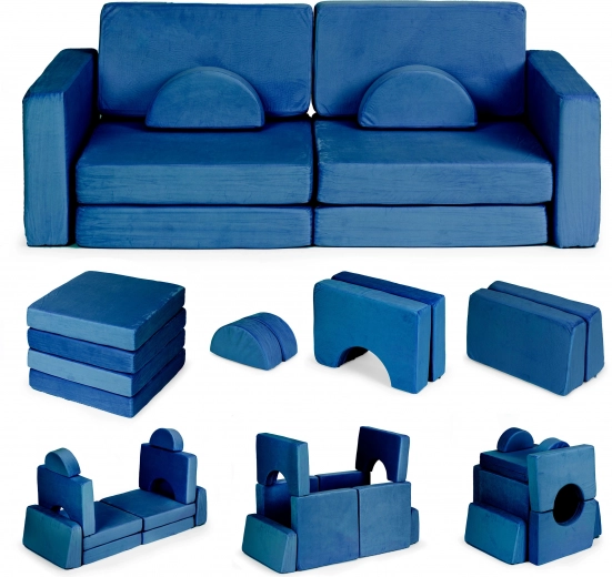 Sulankstoma modulinė vaikiška sofa 2 asmenims su 10 minkštų pagalvių ECOTOYS