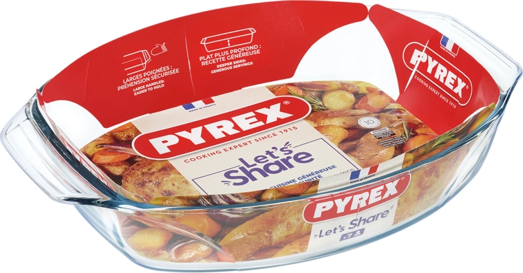 Ovalus kepimo indas PYREX 38 × 27 cm iš borosilikatinio stiklo