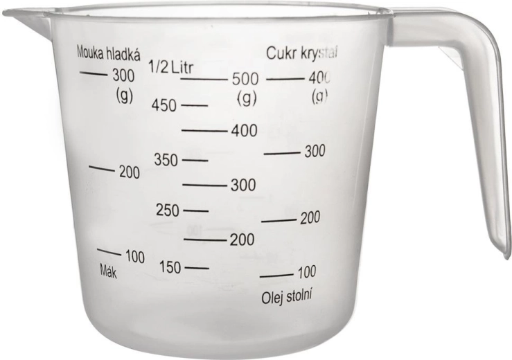 Virtuvinis matavimo indas 500 ml su rankenėle ir pylimo snapeliu