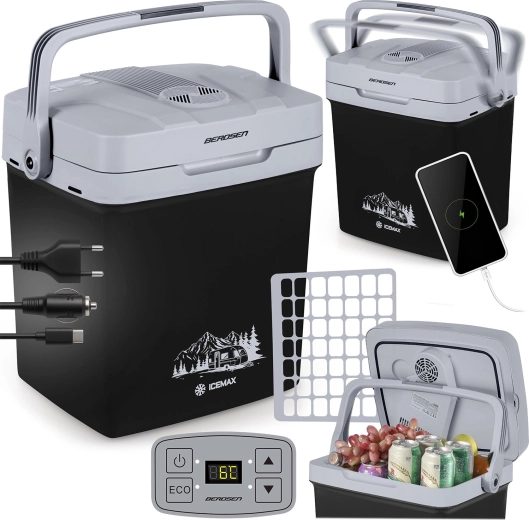 Portable Electric Car Cooler 26 L with ECO Mode – Black