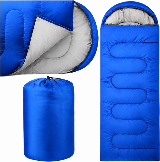 Turistinis miegmaišis „mumija“ 2in1 su gobtuvu 210 × 70 cm, mėlynas