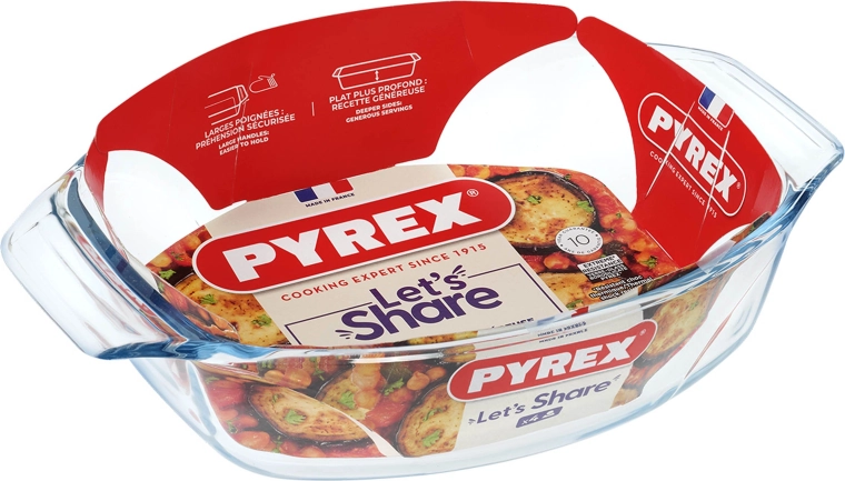 Ovalus kepimo indas iš borosilikatinio stiklo PYREX 30 × 21 cm