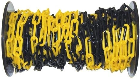 Plastic warning chain black-yellow 25 m