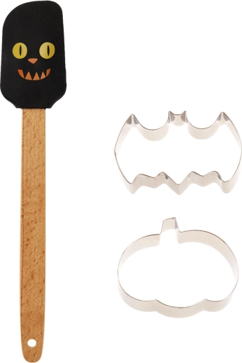 Halloween baking set, 3 pieces (silicone spatula + 2 cookie cutters)