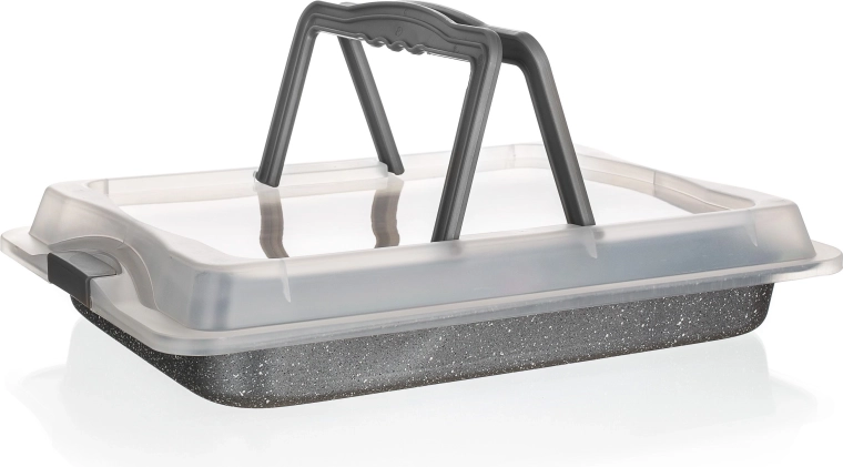 Kepimo skarda GRANITE su nelipnia danga ir dangčiu 42 × 29 × 4,5 cm