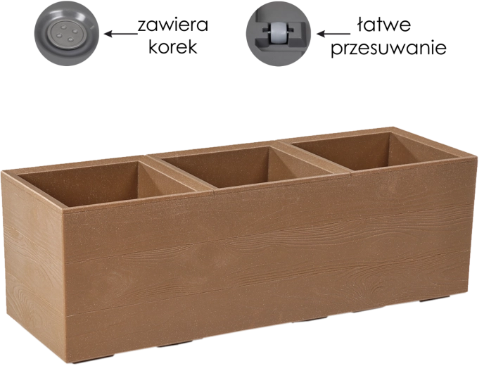 Lamela Karo Eco Wood Planter with wood-look on wheels 39 l