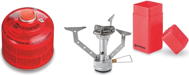 Foldable camping gas stove KE3009C with piezo ignition and cartridge