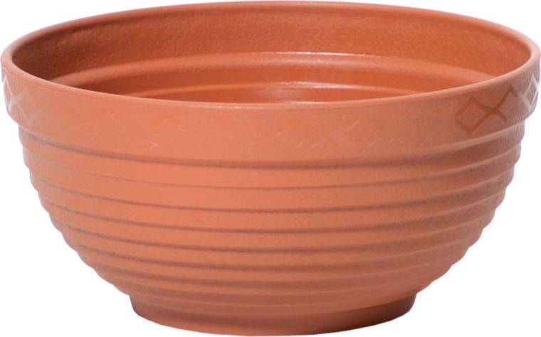 Plastic planter bowl 30 cm in terracotta color