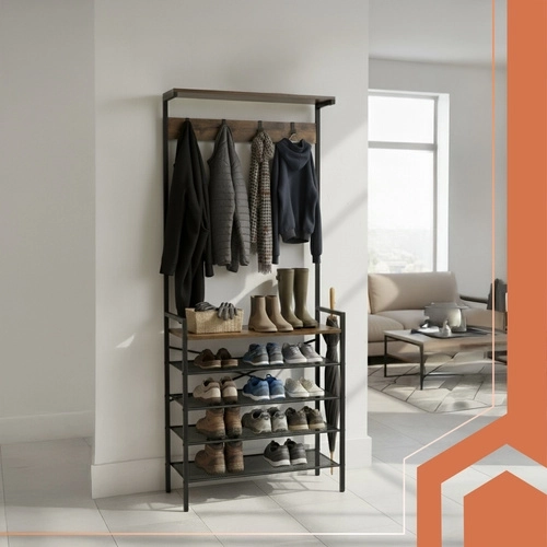 Loft look and space-saving design for the entryway