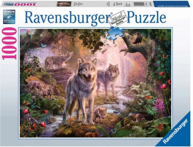 Dėlionė 1000 detalių Ravensburger – vasaros vilkų šeima