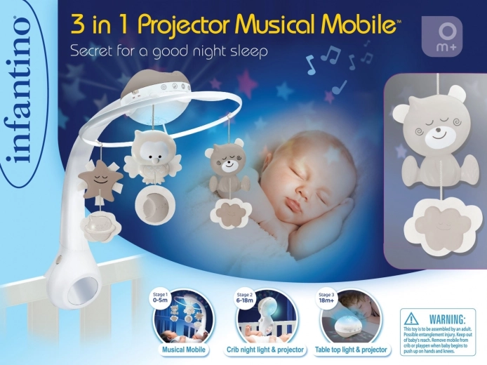 Muzikinė karuselė 3‑in‑1 INFANTINO – Smėlio