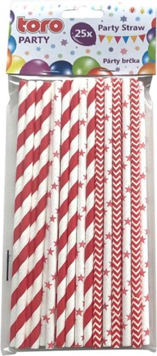 Paper Straws 19.7 cm, Red, 25 pcs