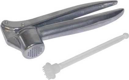 Garlic press with plastic cleaner, 15 cm, metal