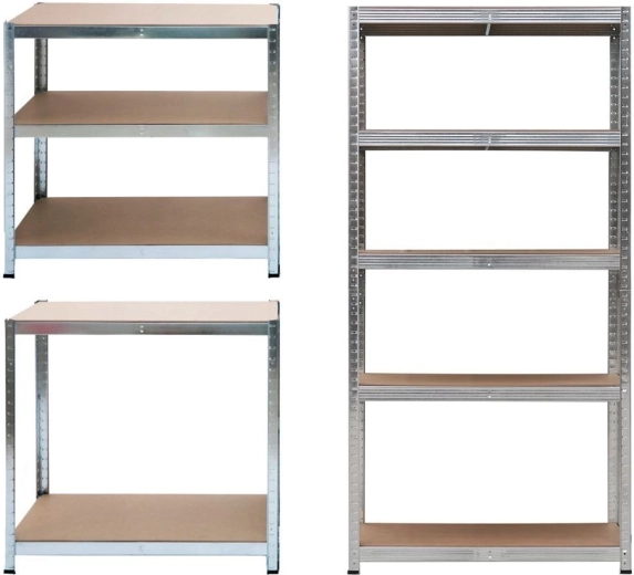 Metalinis sandėliavimo stelažas 2v1 su 5 lentynomis 180 × 90 × 40 cm