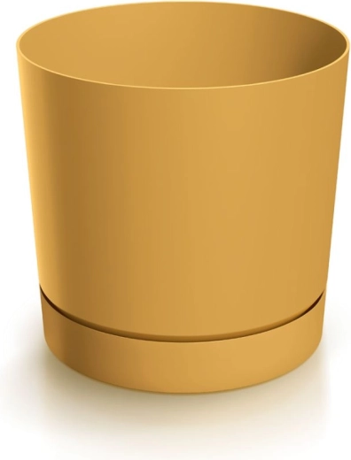 Flower pot with saucer TUBO P 12.8 cm mustard