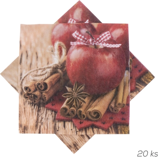 Popierinės servetėlės su obuoliukų motyvu 33 × 33 cm, 20 vnt.