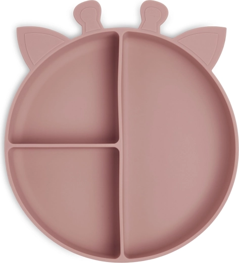 NuuRoo Orla silicone divided plate giraffe woodrose