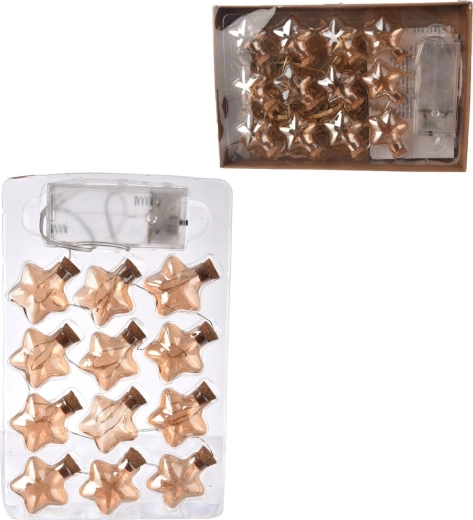 LED star string lights – warm yellow, 12 LEDs, 140 cm