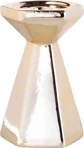 Auksinė kūginė žvakidė 13 cm