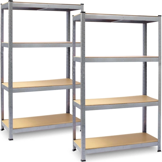 Metalinė lentyna dirbtuvėms ir garažui 150 × 75 × 30 cm – rinkinys 2 vnt., sidabrinė cinkuota