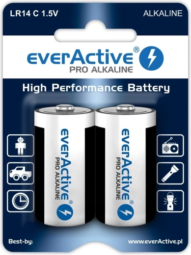 Šarminės baterijos C (LR14) everActive, lizdinė pakuotė 2 vnt.