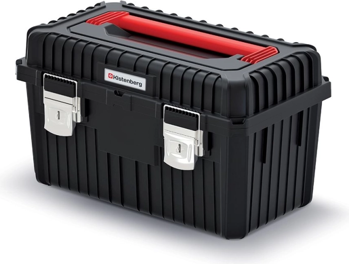 Įrankių dėžė HEAVY su metalinėmis spynelėmis, 585 × 360 × 337 mm, juoda