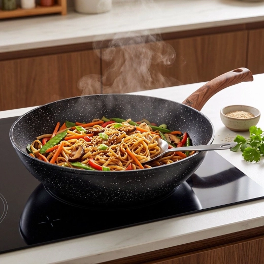 Deep wok shape for Asian dishes, noodles, and braising