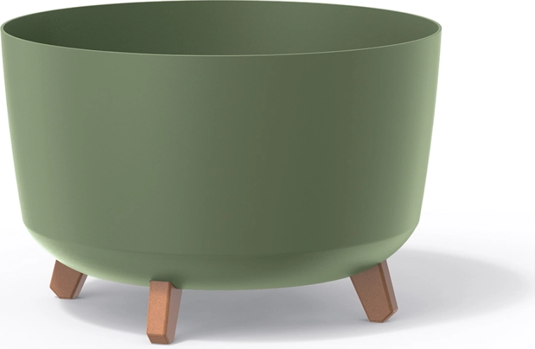 Vazonas ant kojelių Gracia Standard 39 cm – žemiškai žalios spalvos plastikinis augalų vazonas