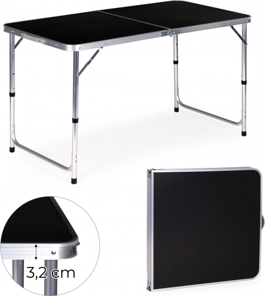 MultiGarden sulankstomas kempingo stalas 120 × 60 cm juodas