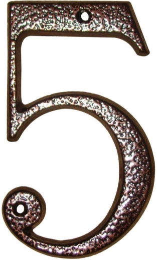 House number 5 brown, zinc, 117 mm