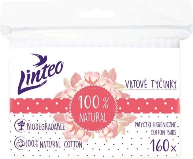 Linteo popieriniai vatos krapštukai 100% natural 160 vnt.
