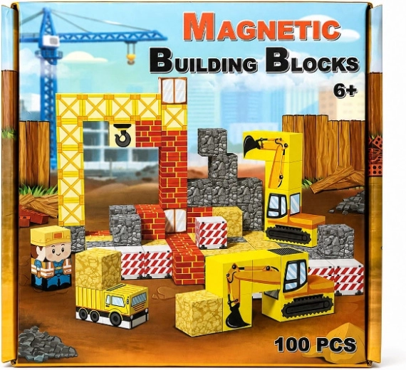 Magnetic building blocks – construction site 100 pieces