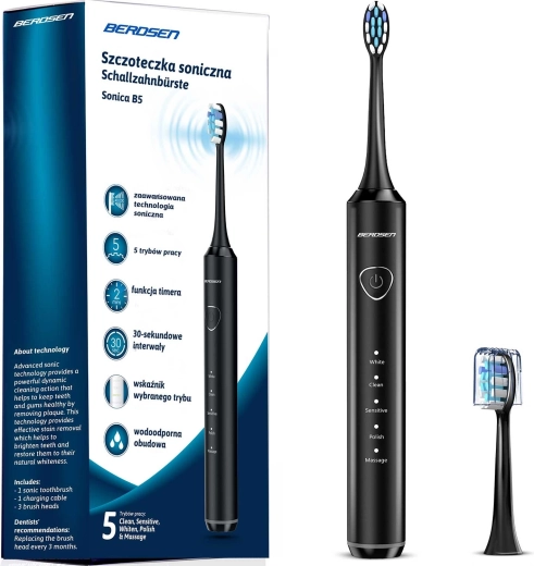 Sonicare dantų šepetėlis Berdsen Sonica B5 juodas