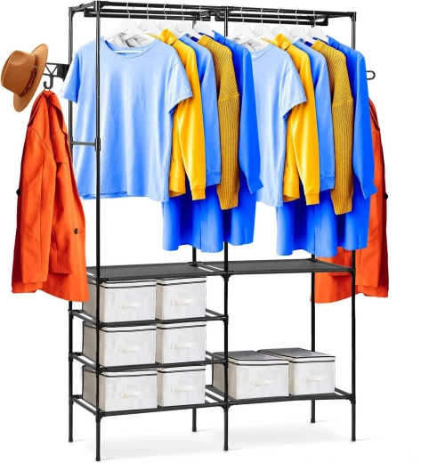 Massido freestanding wardrobe organizer black